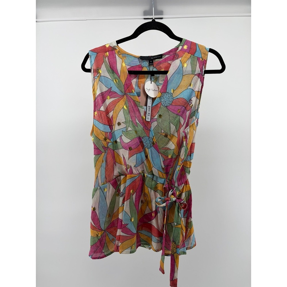 Harve Benard Colorful Sleeveless Wrap Top w/ Tie Detail, Women's Sz XL, NWT S204